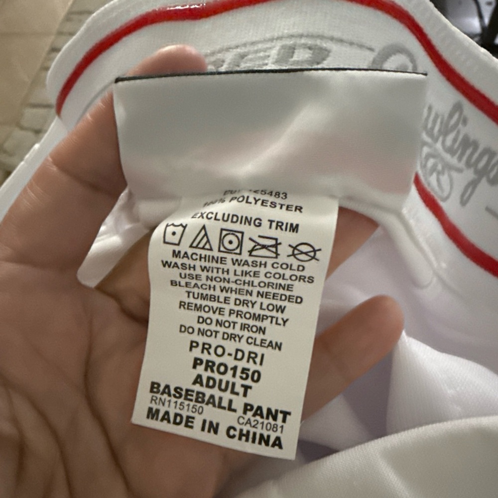 Rawlings Men's White Semi-Relaxed Fit Pants Size XL
